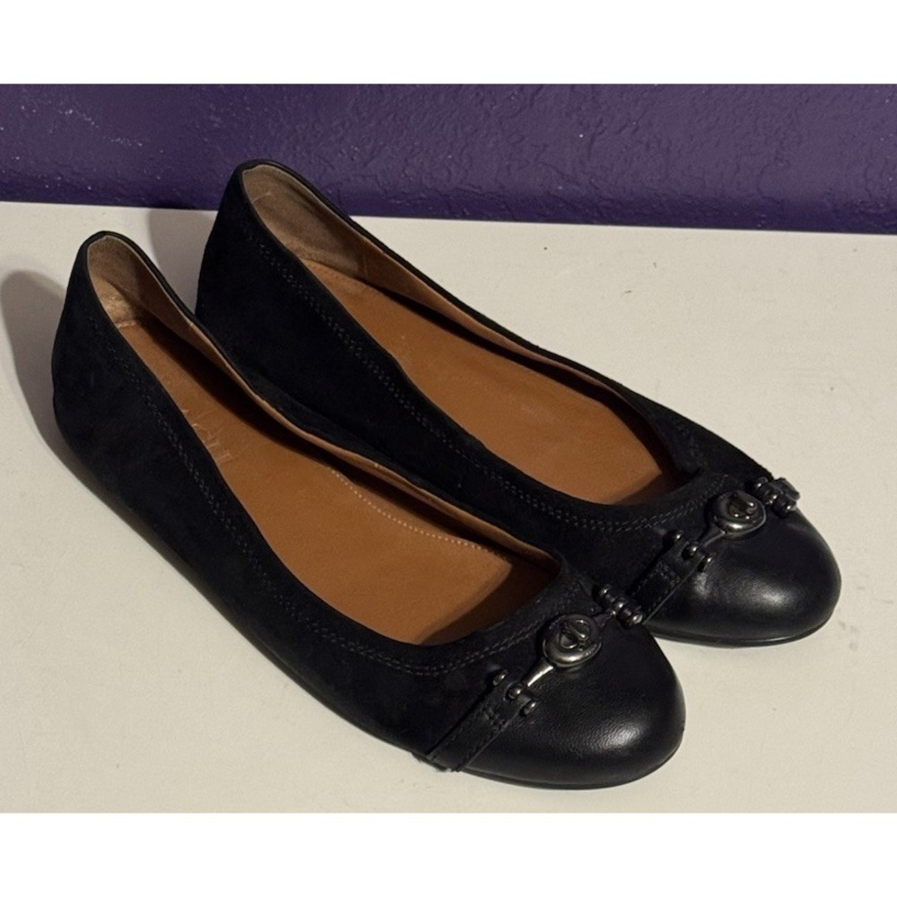 Coach Leila Slip On Ballet Flats On Loafer Shoes Turn Lock Womens 9.5B